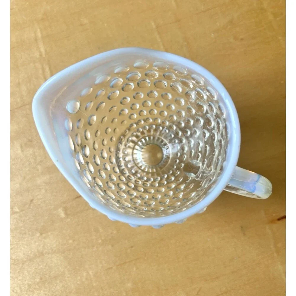 Opalescent Moonstone Hobnail Vintage Creamer 3.25 
